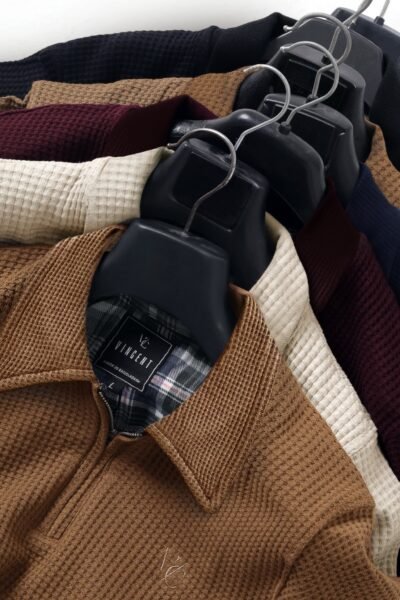 Off White Rib Zipper Polo