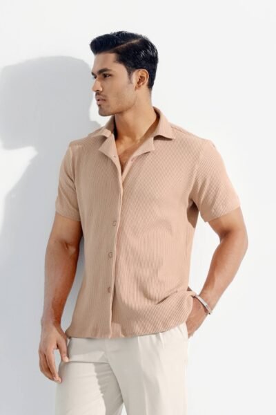 Half Sleeve Cuban Shirt – Beige