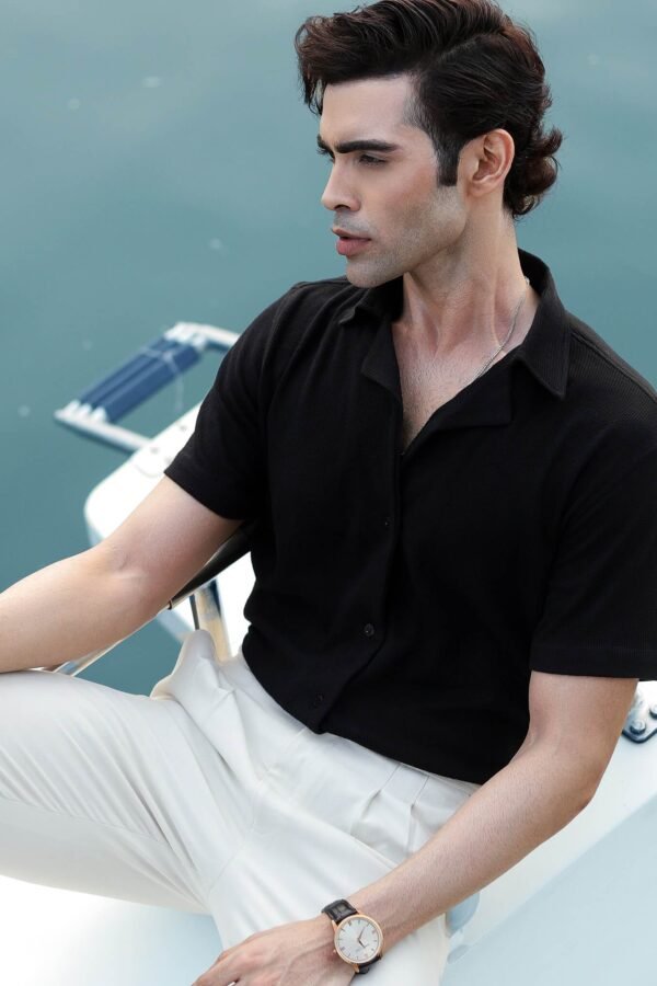 Half Sleeve Cuban Shirt - Black