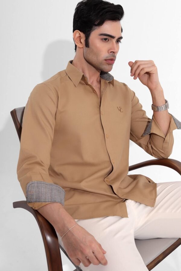 Monogram Full Sleeve Khaki Shirt