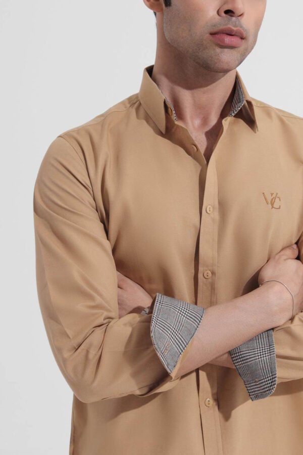 Monogram Full Sleeve Khaki Shirt