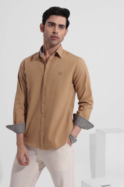 Monogram Full Sleeve Khaki Shirt