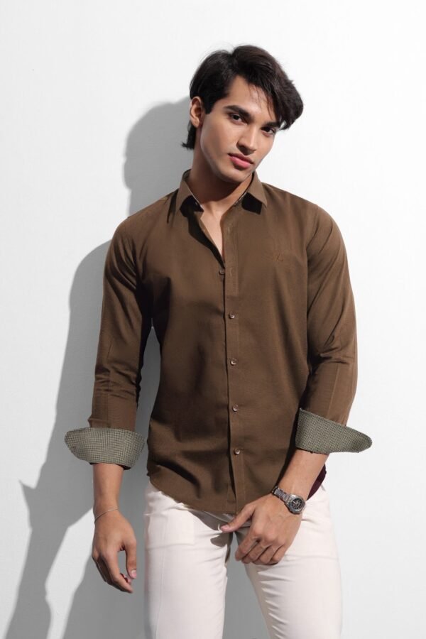 Monogram Full Sleeve Coffee Shirt