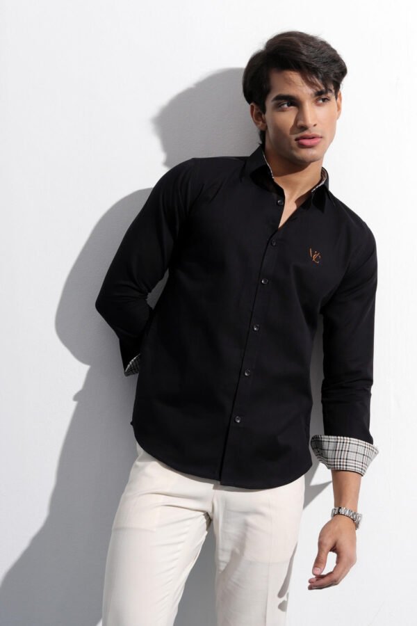 Monogram Full Sleeve Black Shirt