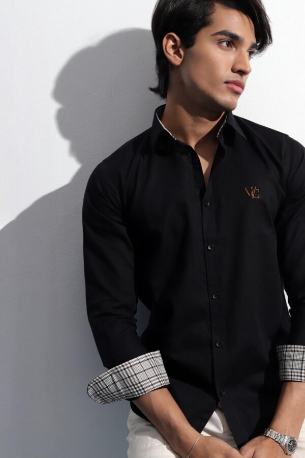 Monogram Full Sleeve Black Shirt
