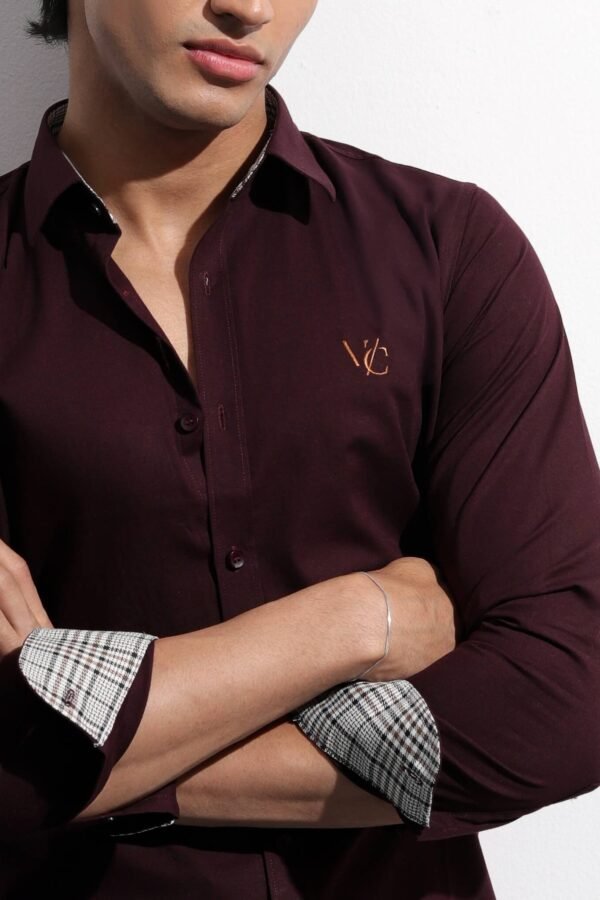 Monogram Full Sleeve Maroon Shirt