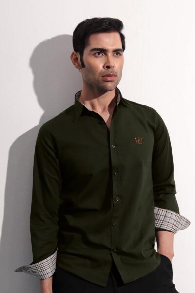 Monogram Full Sleeve Bottle Green Shirt
