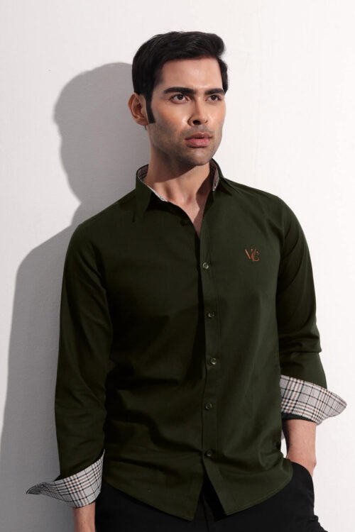 Monogram Full Sleeve Bottle Green Shirt