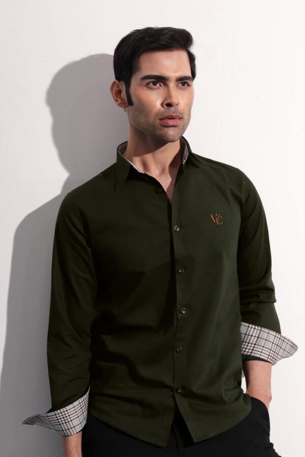 Monogram Full Sleeve Bottle Green Shirt