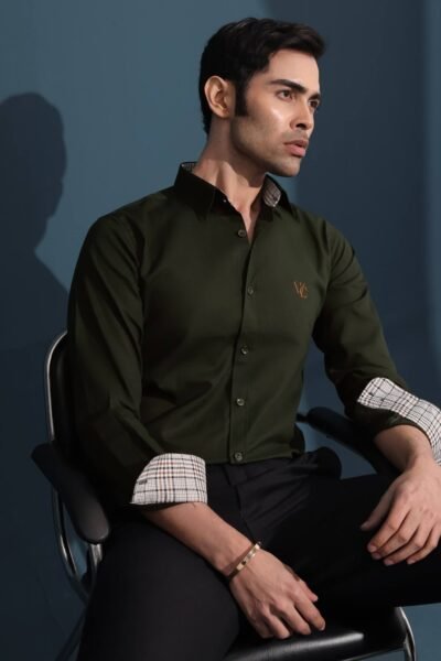 Monogram Full Sleeve Bottle Green Shirt