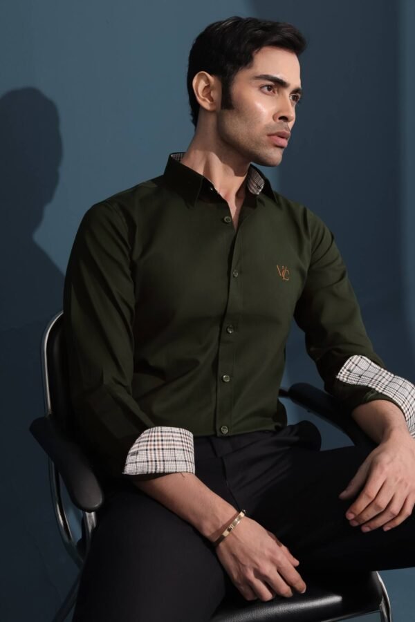 Monogram Full Sleeve Bottle Green Shirt