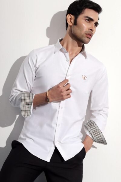 Monogram Full Sleeve White Shirt