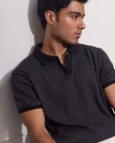 Textured V-neck Polo