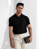 Textured V-neck Polo