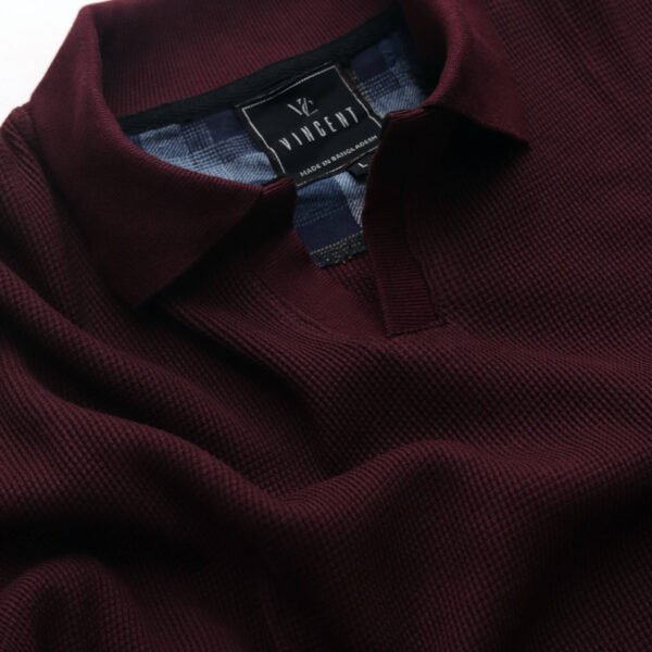 Textured V-neck Polo - Image 2