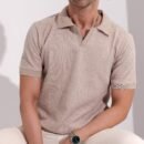 Textured V-neck Polo