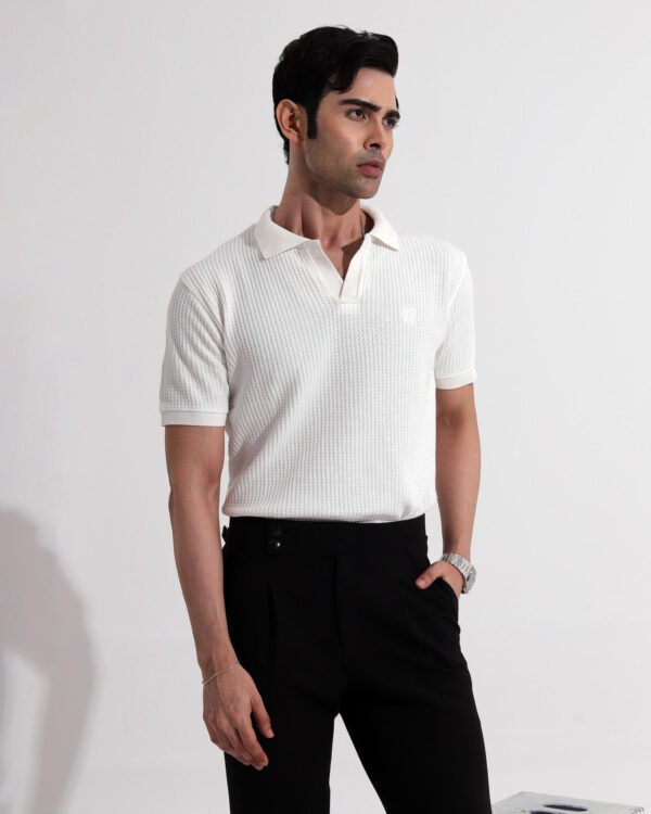 Textured V-neck Polo