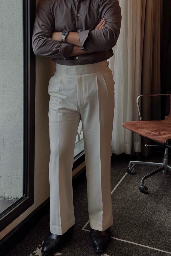 Cream White Bootcut Gurkha Pants