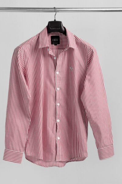 Crimson Red Stripe Formal Shirt