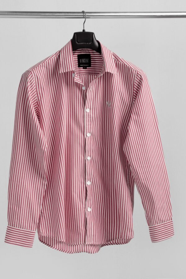 Crimson Red Stripe Formal Shirt