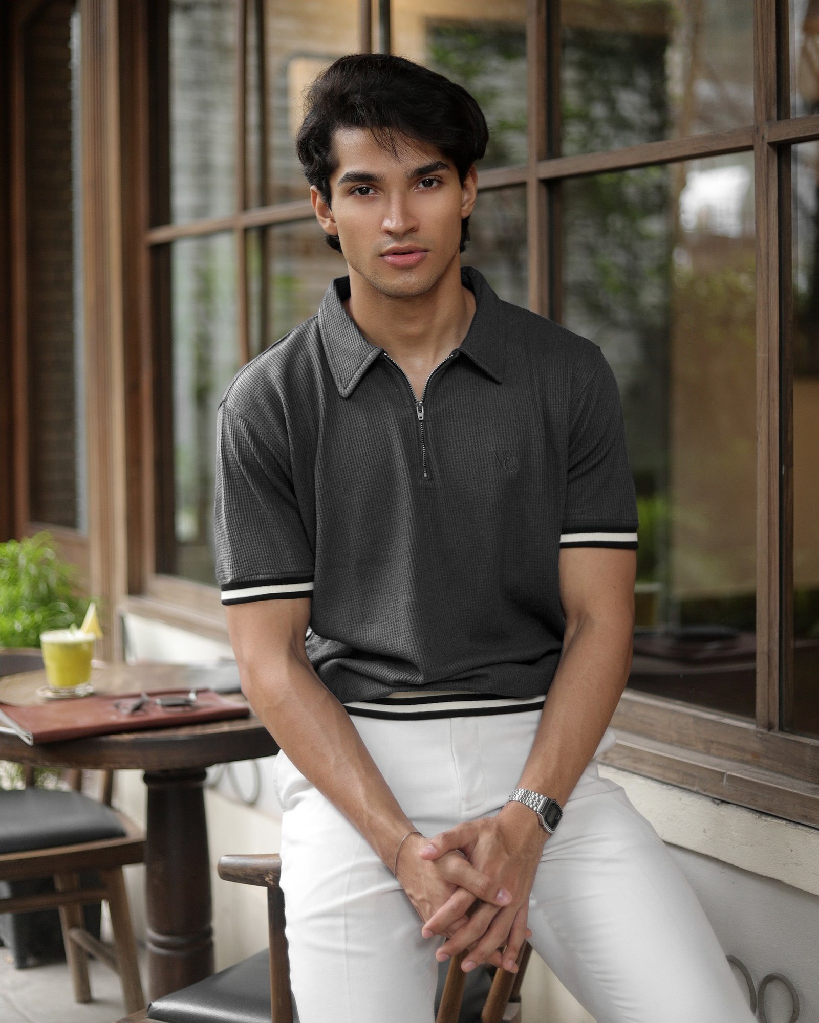 Charcoal Noir Zipper Rib Polo - Image 3
