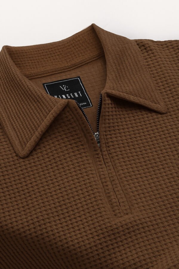 Brown Zipper Rib Polo