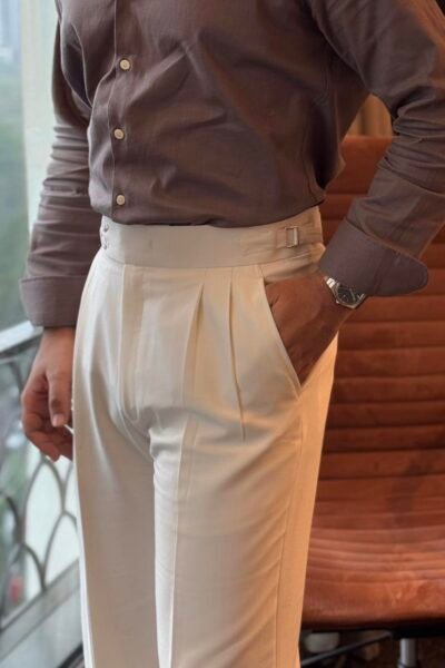 Cream White Bootcut Gurkha Pants