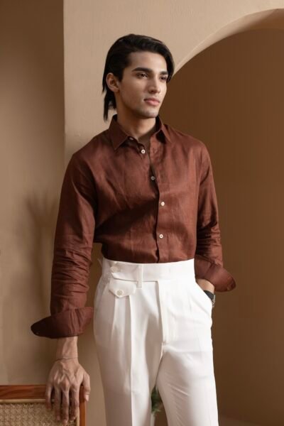 Nomad Caramel Brown Linen Shirt