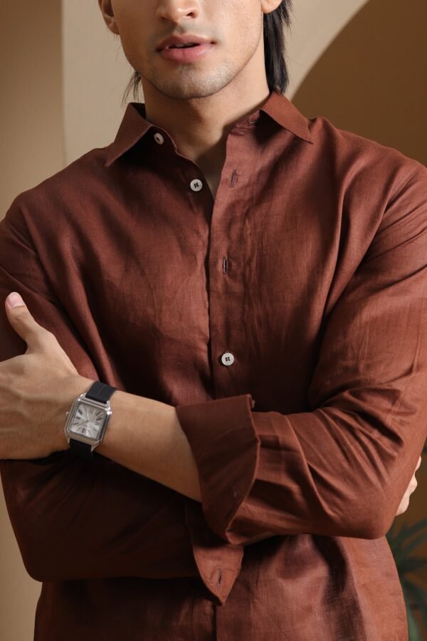 Nomad Caramel Brown Linen Shirt