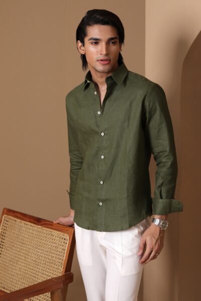 Nomad Olive Green Linen Shirt