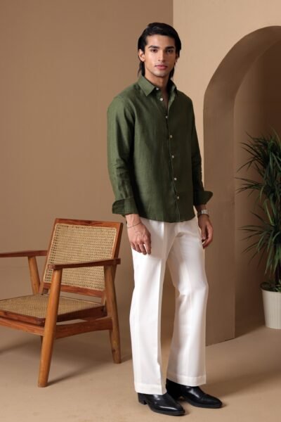 Nomad Olive Green Linen Shirt