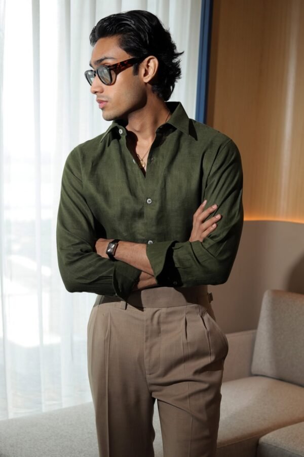 Nomad Olive Green Linen Shirt