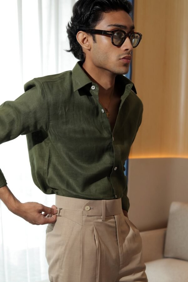 Nomad Olive Green Linen Shirt