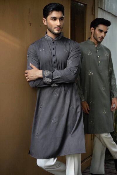 Charcoal Grey Zardosi Punjabi