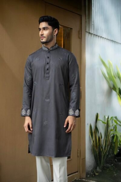 Charcoal Grey Zardosi Punjabi