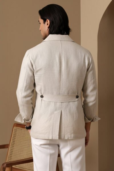 Safari Jacket - utility 4 pockets-Off white