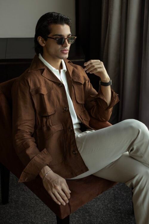 Safari Jacket - utility 4 pockets Orange