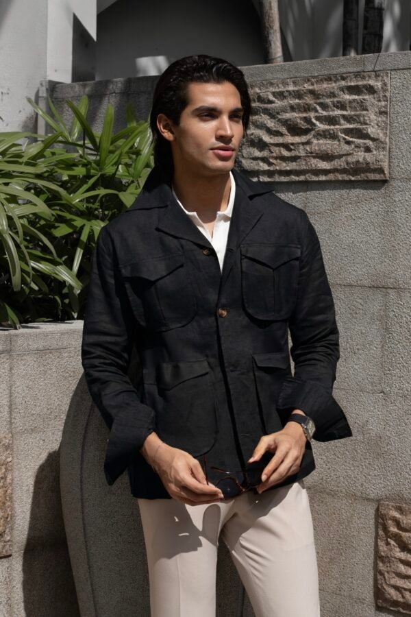 Safari Jacket - utility 4 pockets Black
