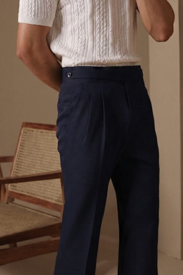 Blue Flared pants With Cutting Belt