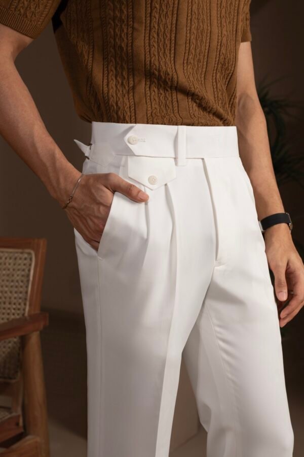 White Flared pants With flap