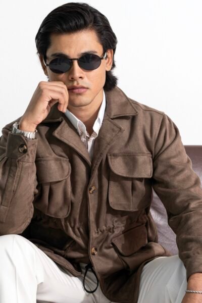 Nomad Suede Safari Jacket - Dark Brown