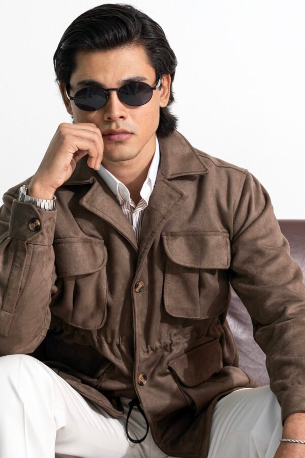 Nomad Suede Safari Jacket - Dark Brown