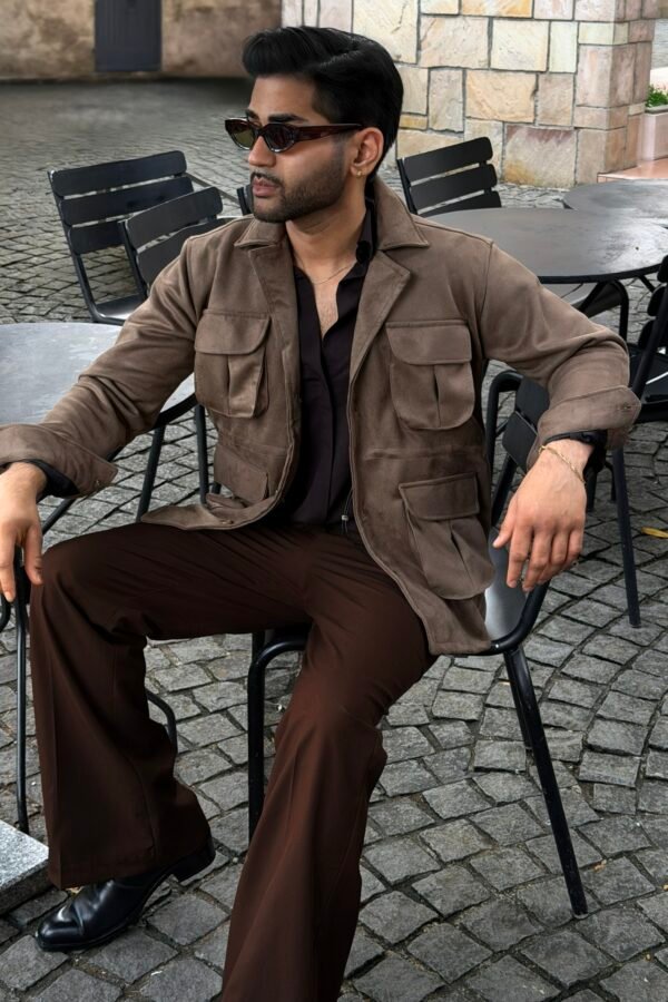 Nomad Suede Safari Jacket - Dark Brown
