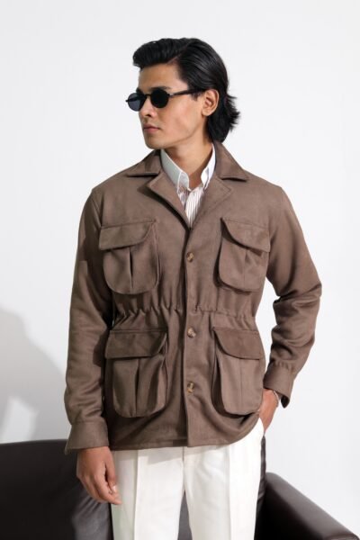 Nomad Suede Safari Jacket - Dark Brown