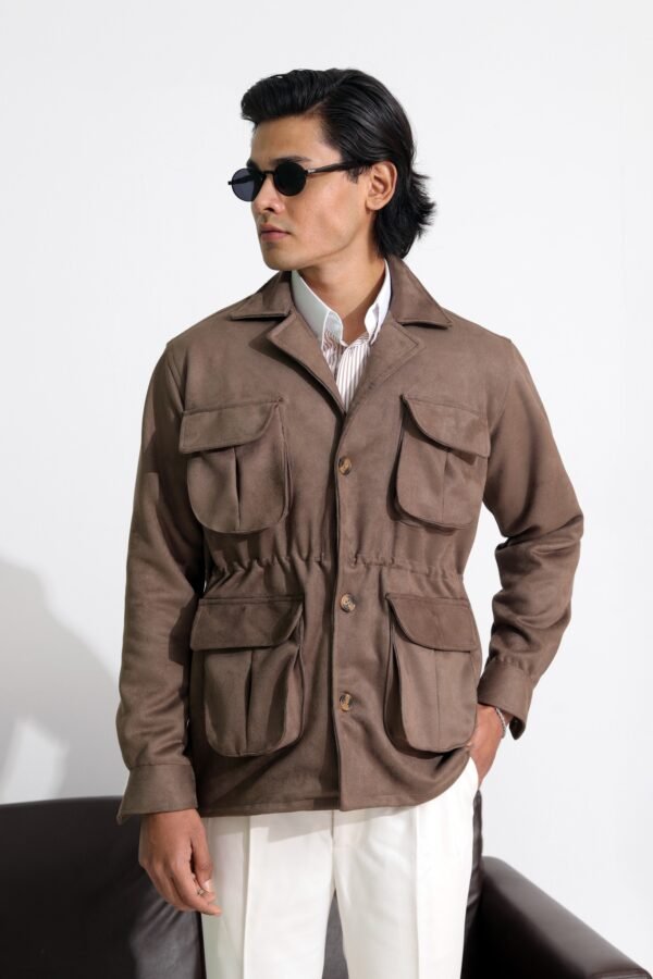 Nomad Suede Safari Jacket - Dark Brown