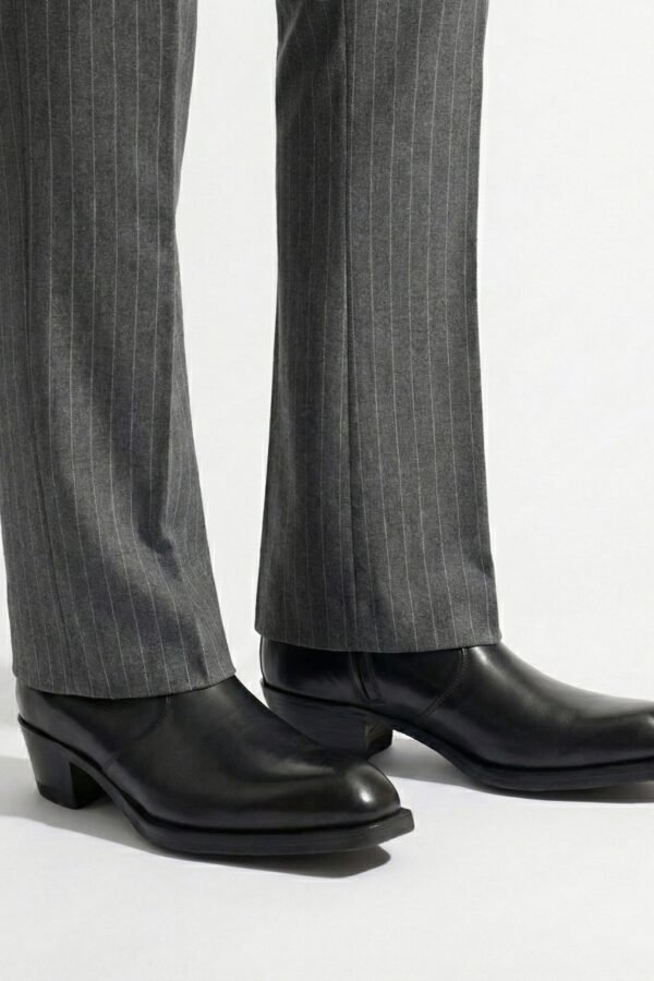 Cuban Heel Leather Boots- Black