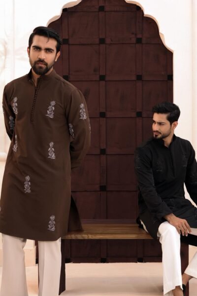 Allover Zardosi Punjabi-Dark brown