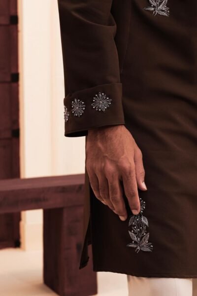 Allover Zardosi Punjabi-Dark brown