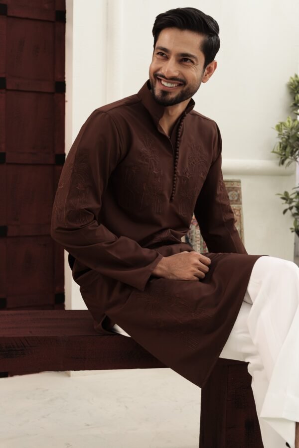 Palm tree embroidery work - Deep brown