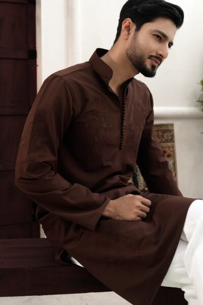 Palm tree embroidery work - Deep brown